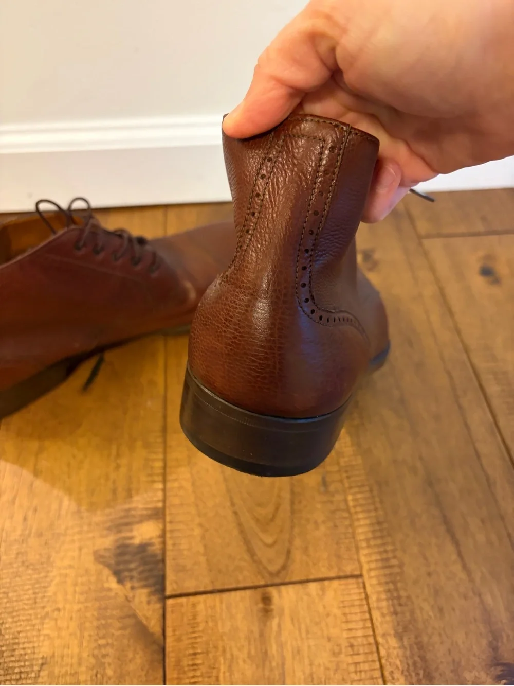 Vintage Salvatore Ferragamo Pebble Grain Leather Cap Toe Dress Boots Italy Sz 10